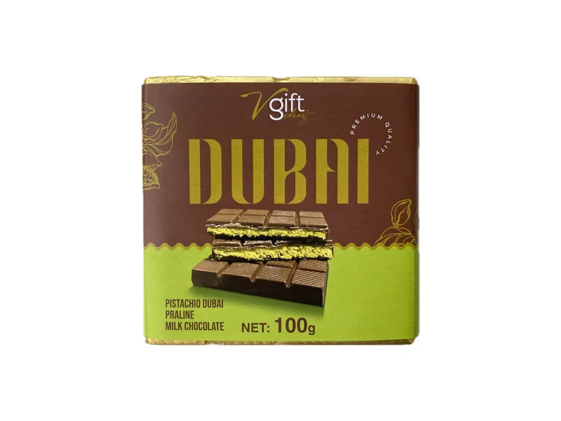 V-Gift Pistachio Praline Dubai Chocolate Bar – Crispy &amp; Nutty Delight